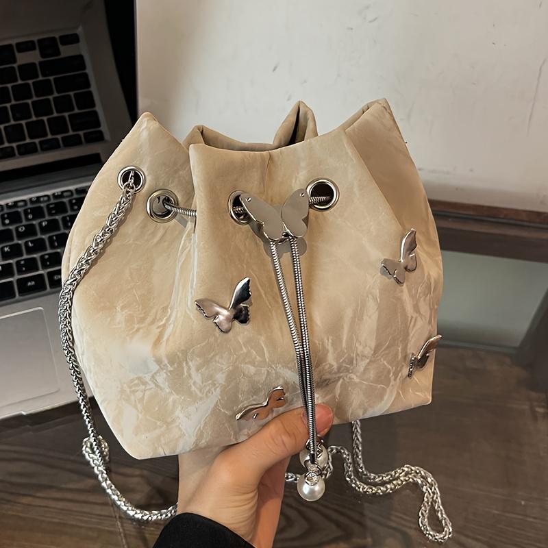Trendy Butterfly Women Handbag, Unique Versatile Tote Bucket Bag, Shoulder Bag, Stylish Chain Crossbody Bag