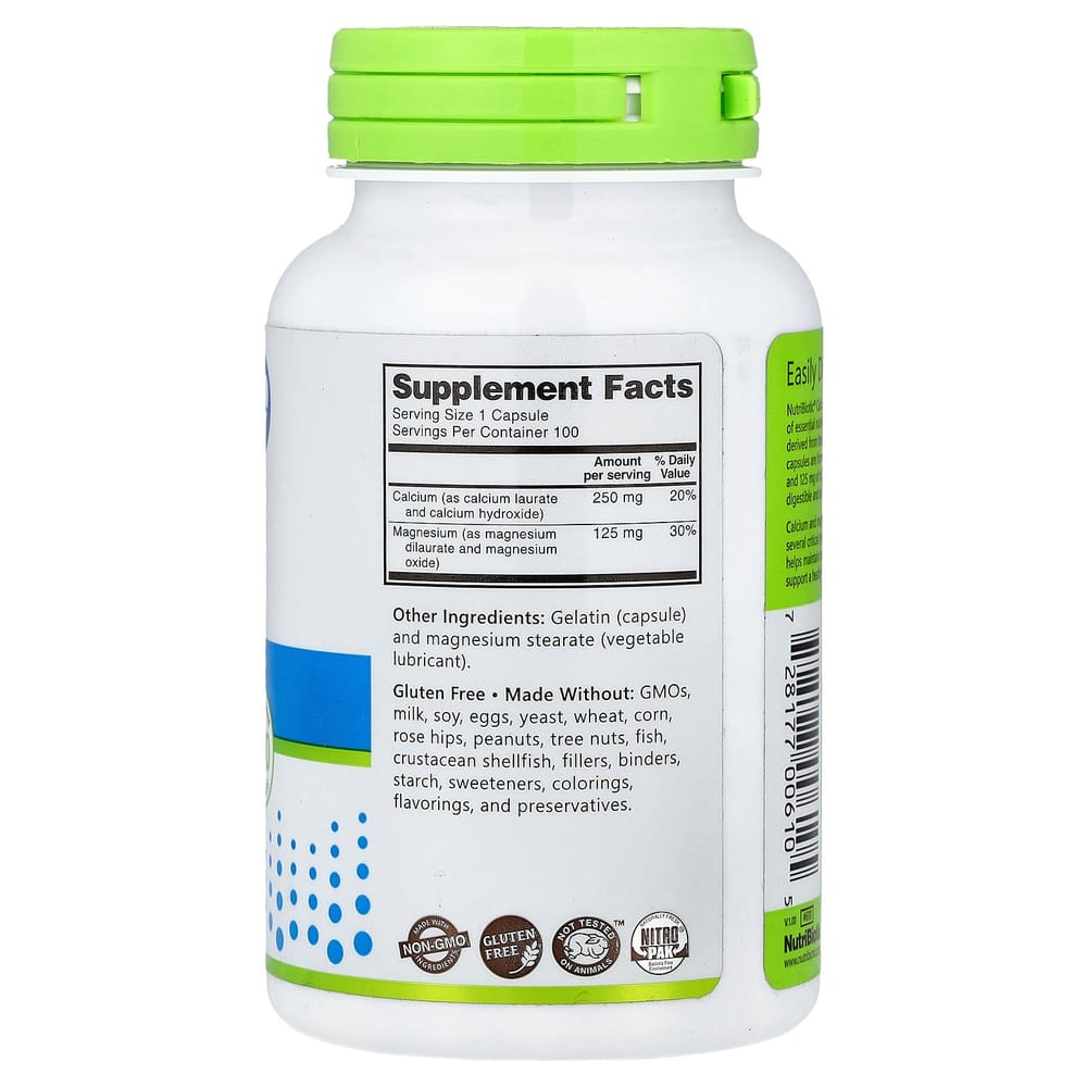 NutriBiotic Calcium Magnesium Gluten-Free 100 Capsules