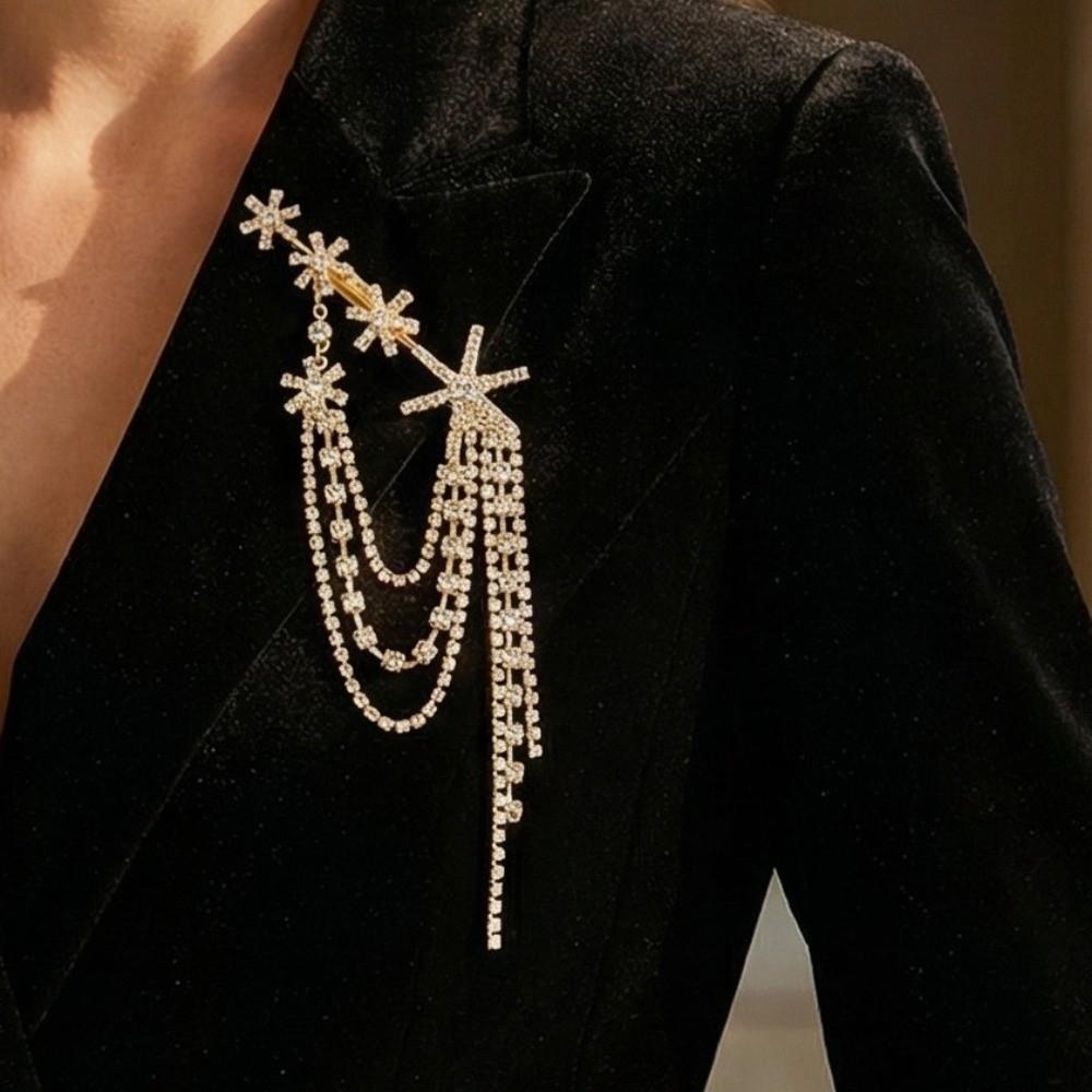 Light Luxury Star Tassel Brooch Clothes Accessories Light Luxury Broochs  Gifts
