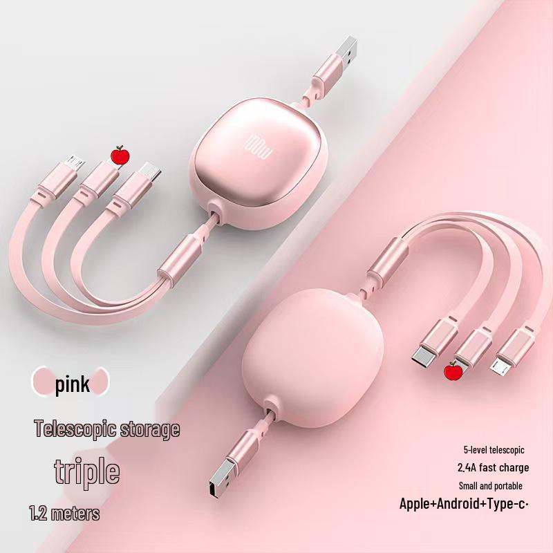 100W Retractable 3-in-1 Fast Charging Cable with Custom Logo