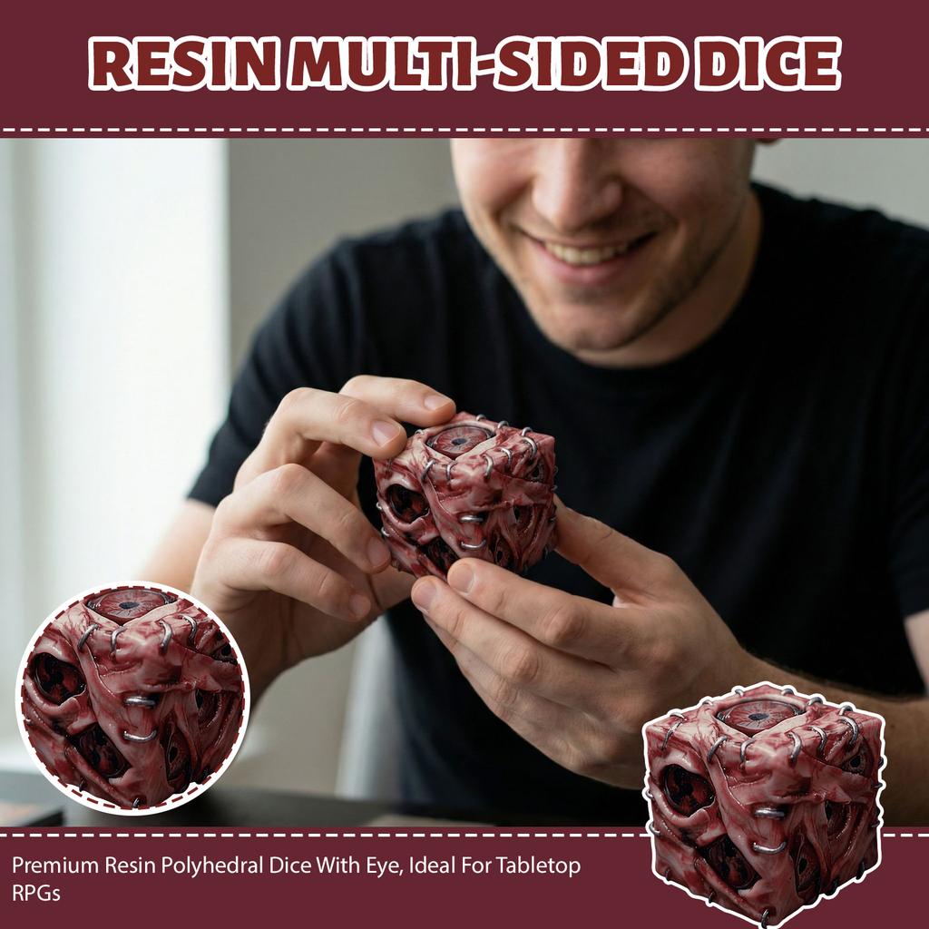 Premium Resin Polyhedral Dice With  Eye, Ideal For Tabletop RPGs