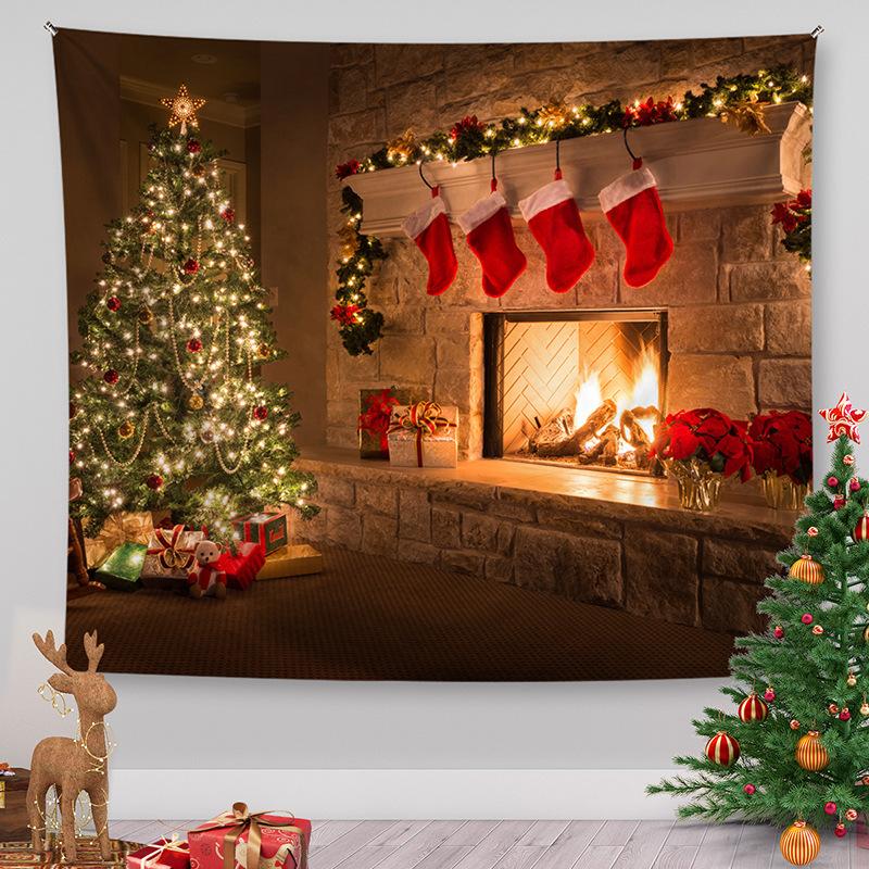 Amazon Christmas Printed Tapestry Christmas Tree Backdrop Holiday Party Tapestry Cloth