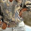 Printed Retro Western Style Shirt | V-neck Women's Vintage Floral Print Long-sleeved Top, Bohemian Style Lantern Sleeve Design
