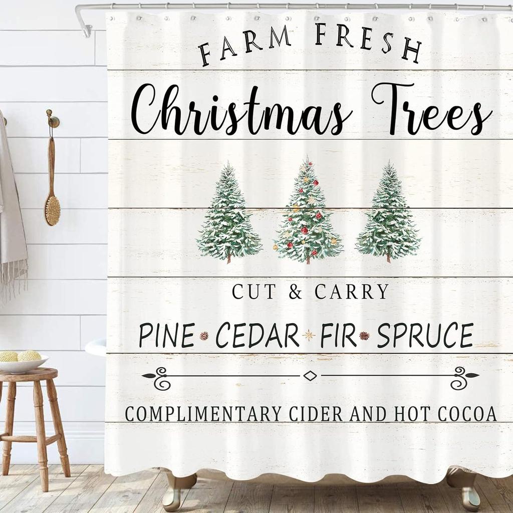 Christmas Kids Winter Shower Curtain Set Animal Rainbow Tree Fox Deer Penguin Lovely Nursery Polyester Waterproof Cloth Bathroom