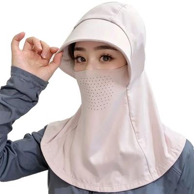 Sun Hat Ice Silk Cooling Fabric UPF50+ Full Face Neck Gaiter Sun Protection Hat Breathable Holes Thin Cycling Headgear