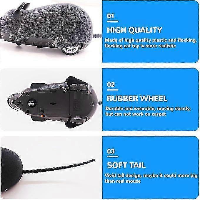 Remote Control Fake Rat Realistic Mouse Cat Toy Mice RC Toy Cat Mice Animal Interactive Toy Figures Cat Running Wheel Wireless Chasing Prank Joke Scar