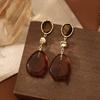 Retro oval resin water drop earrings stud earrings personality temperament earrings