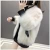 Fur jacket women's imitation fox fur PU leather splicing 2024 winter new short version thickened plush coat