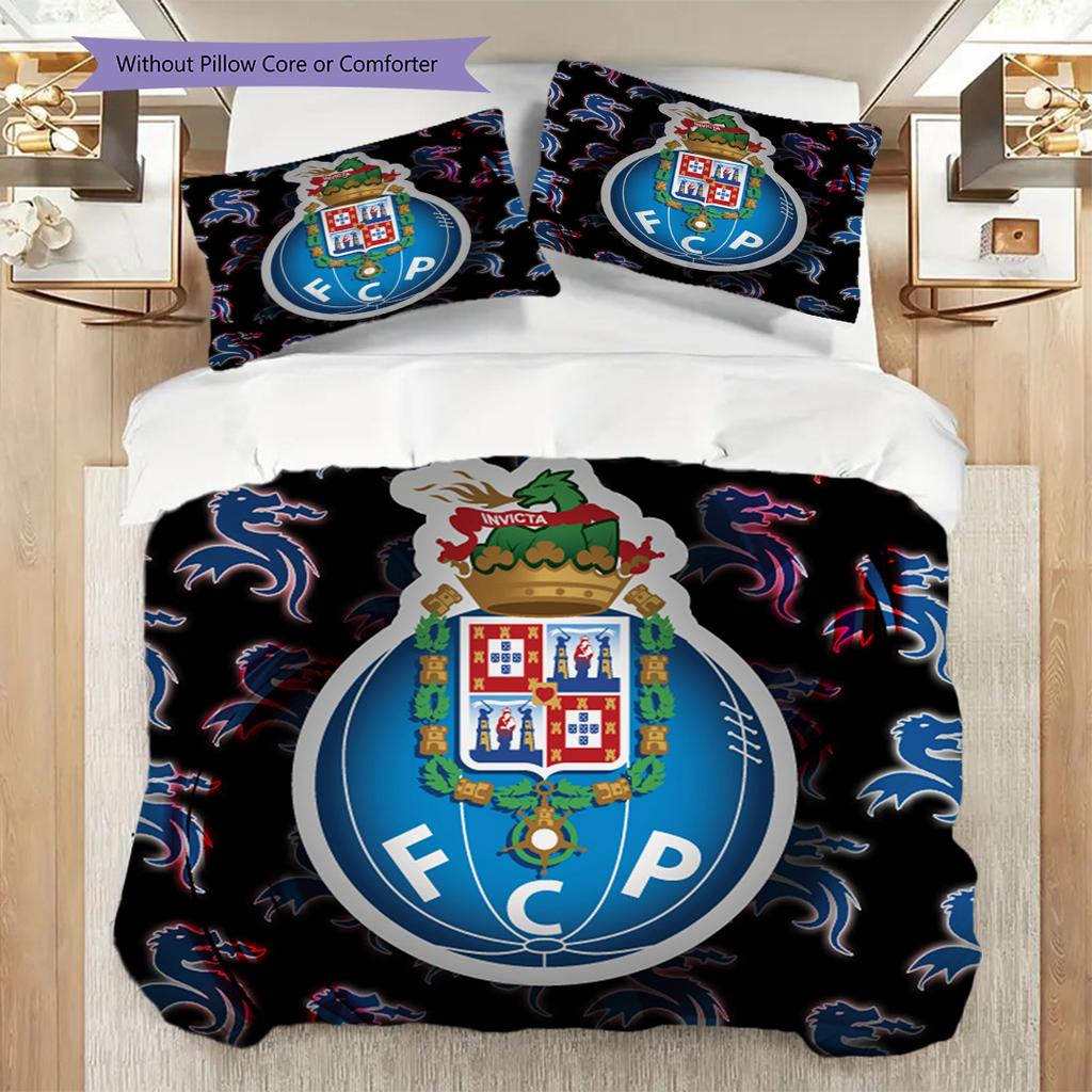 Porto Football Glory Set da tre pezzi (1 * copripiumino + 2 * federa, senza nucleo) Set Lenzuola Copripiumino e Federa 2D Piatto
