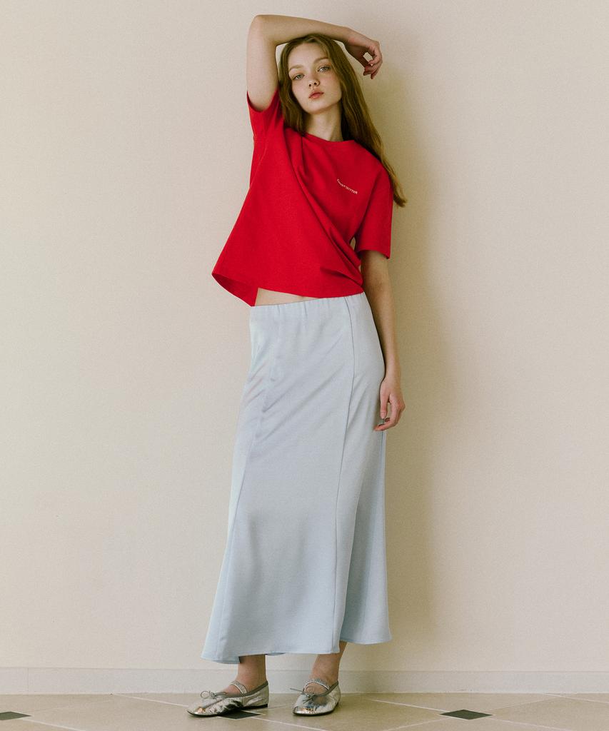 Green Butter Silky Banding Skirt (Light Blue)
