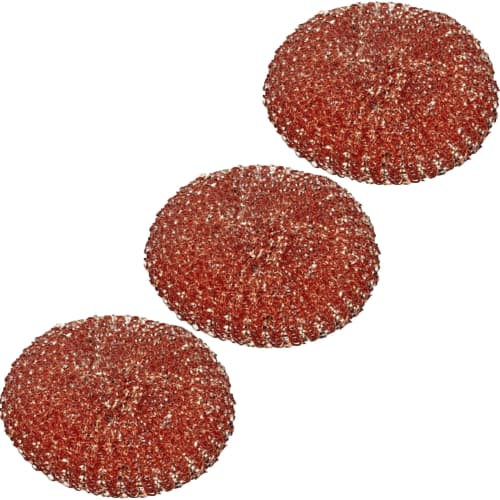 Fujisho New Pure Copper Scrubbers, Copper Power Kitchen Scrubbers, Formulated with Copper Ions To Prevent Bacteria and Slime, Set of 3
