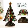 Colorful Stained Glass Christmas Tree Night Light, Resin Glowing Desktop Decorative Lamp for Holiday Home Table Decor