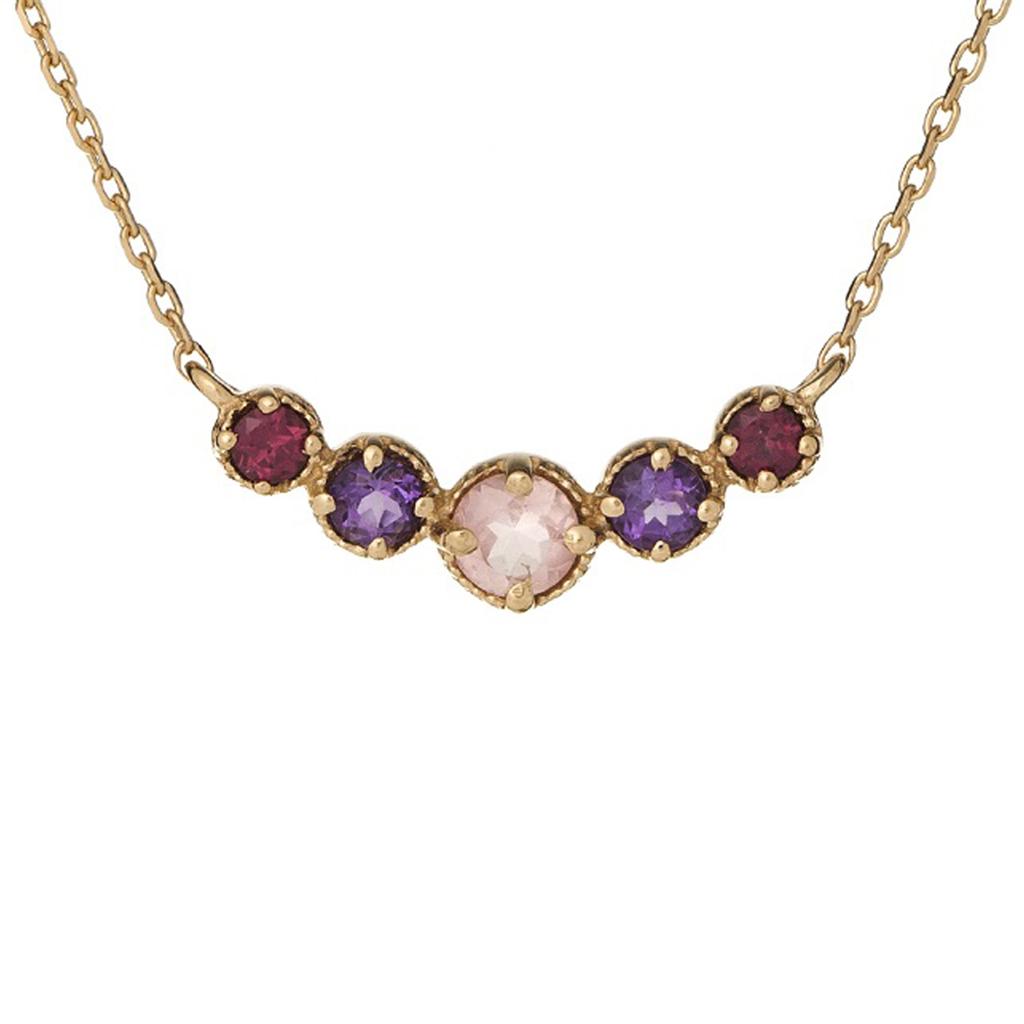 Les Trésors De Lily [R5622] - Collier Argent 'Meghan' violet rose rouge doré - 18x4 mm