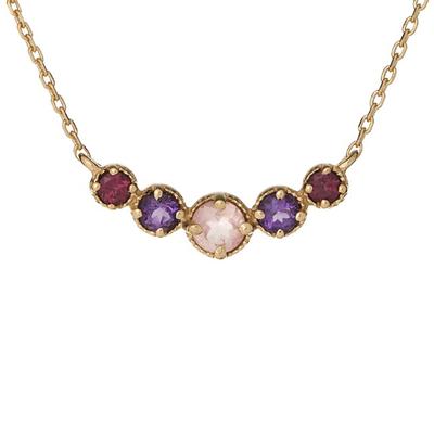 [R5622] - Silver Necklace 'Meghan' Purple Pink Red Gold - 18x4 Mm