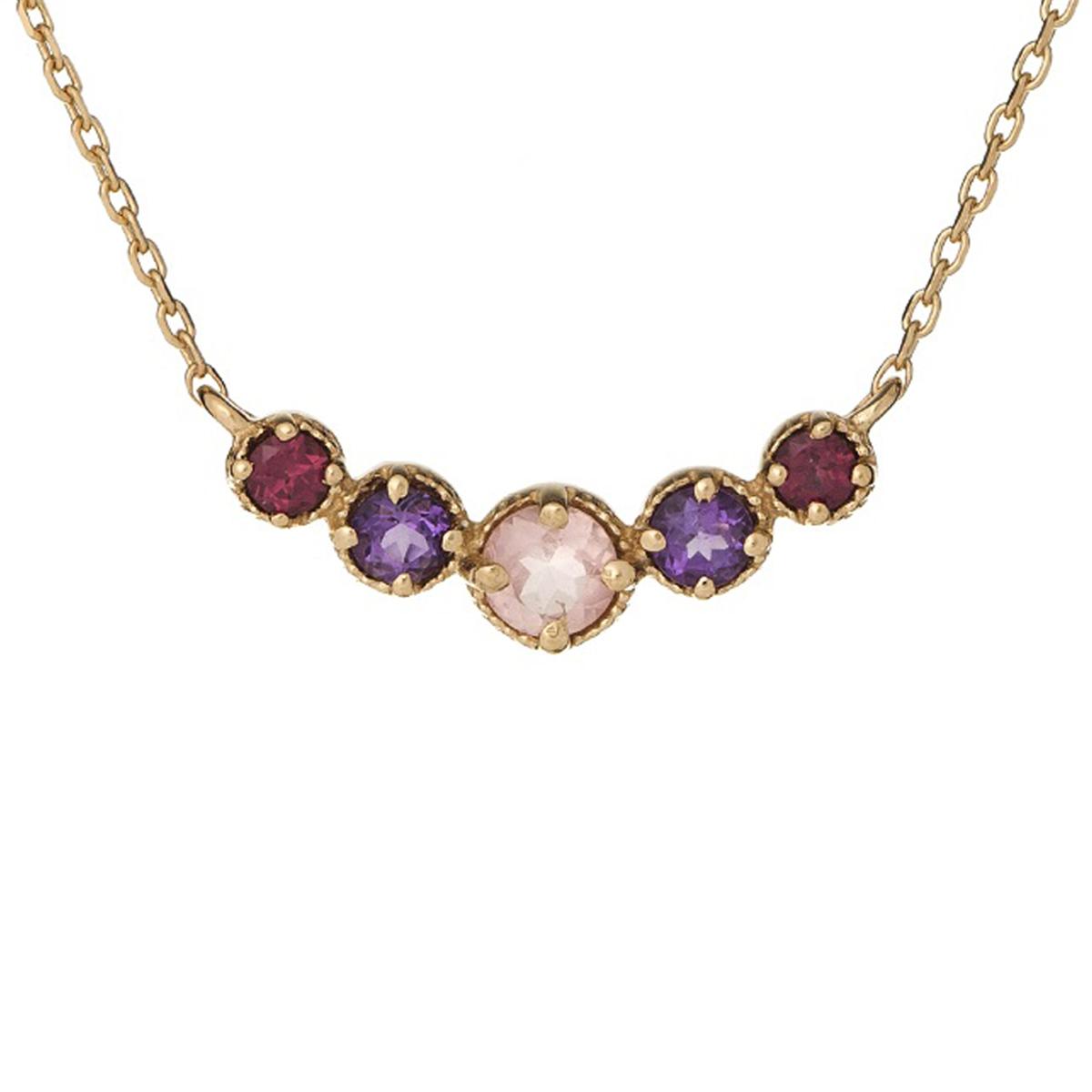 

Les Trésors De Lily [R5622] - Collier Argent Meghan violet rose rouge doré - 18x4 mm