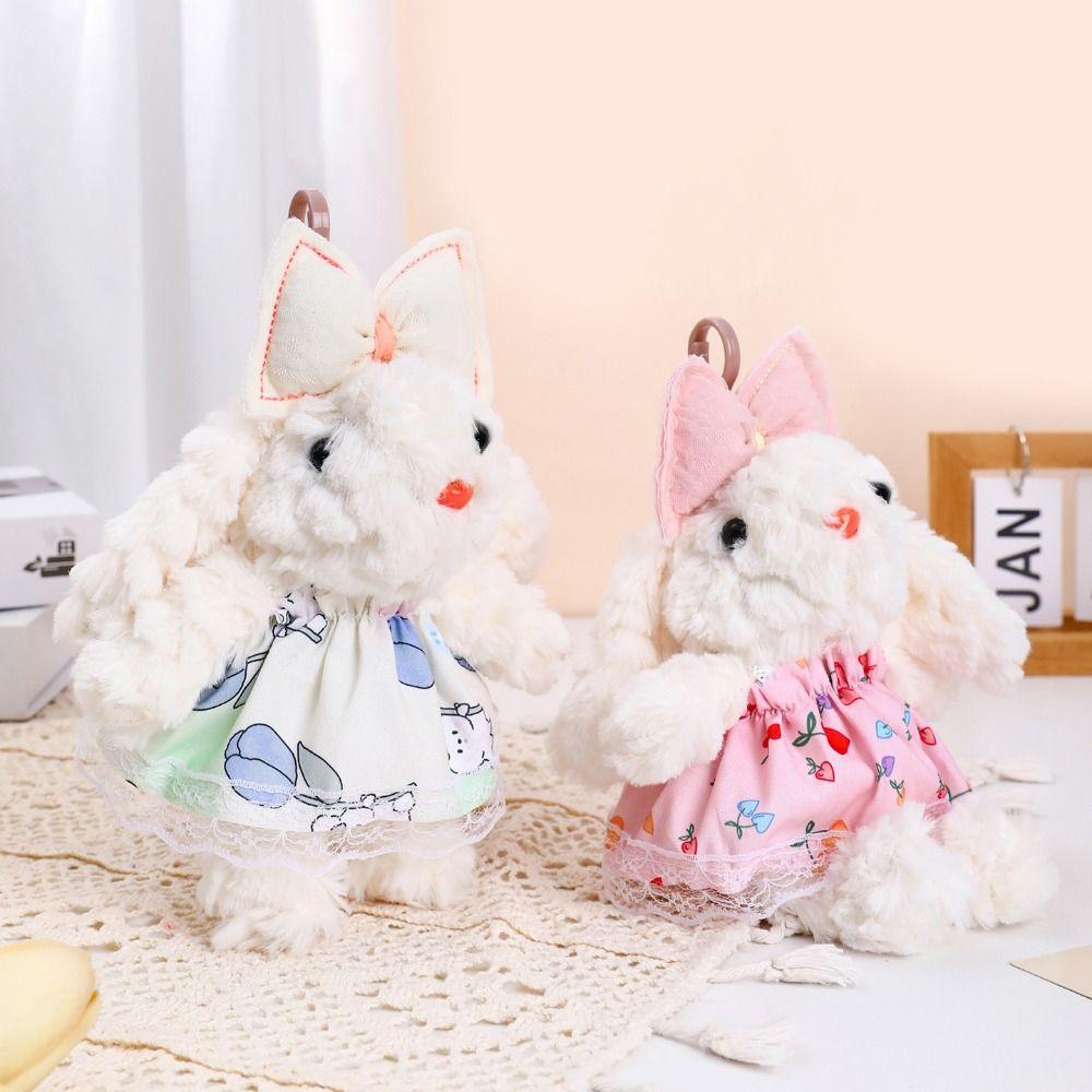 Bowknot Drooping Ear Rabbit Pendant Plush Stuffed Bag Hanging Pendant Bag Backpack Decor