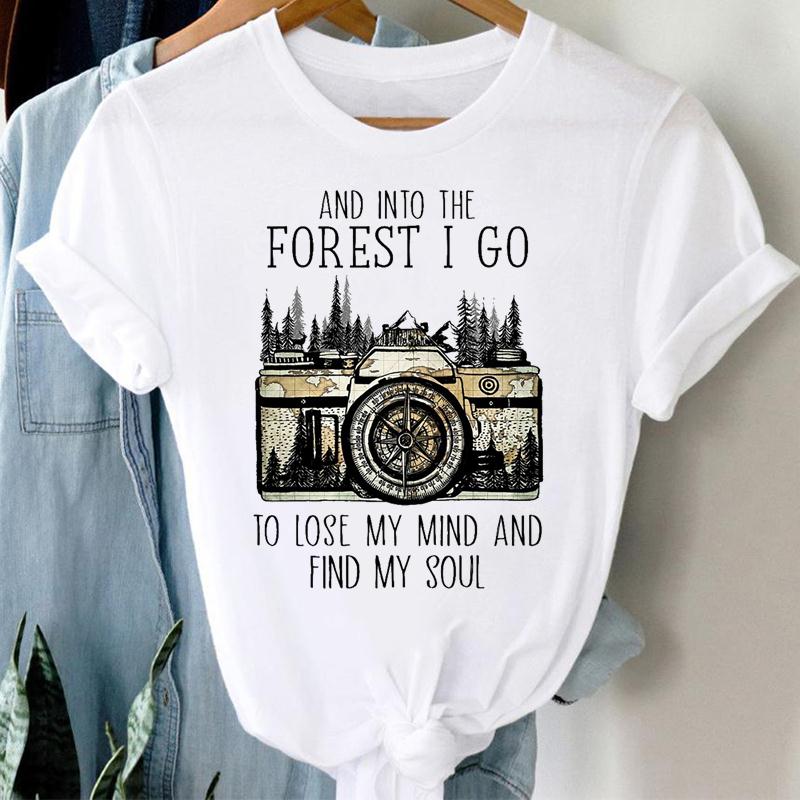 90er Jahre Damen Print Friedensschatten Kurzarm T-Shirt Top Mode T-Shirt Kleidung Lässig Sommer Dame Weiblich Grafik-T-Shirt