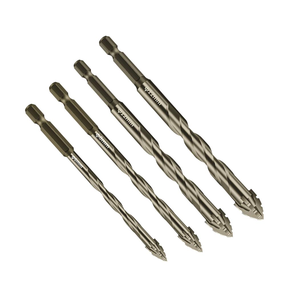 Serrated Tile Drill Bit Four-Edged Hexagonal Shank Drill Bit Drilling Tool for Glass Ceramic Concrete Brick