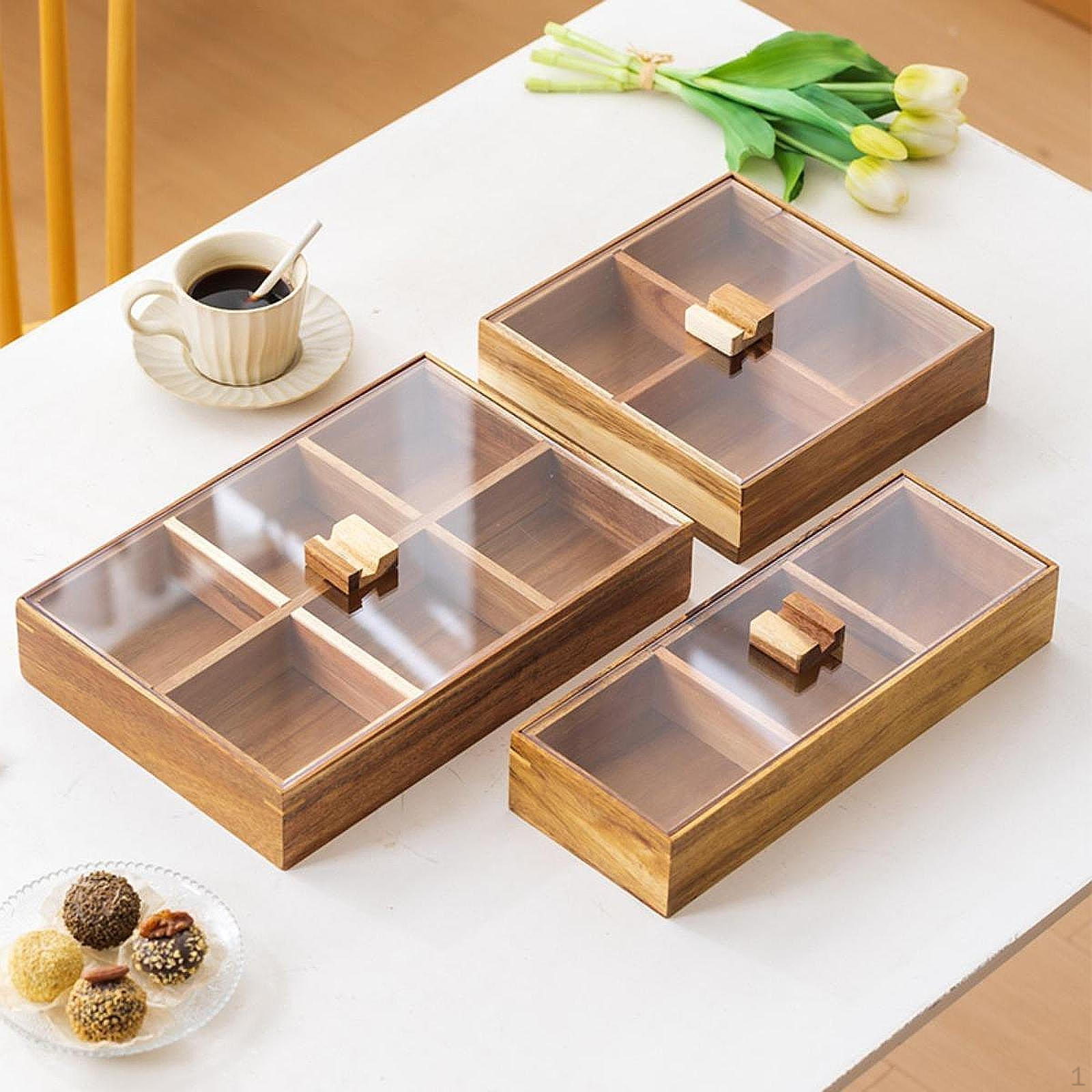 

Разделенный поднос для сервировки, центральный элемент стола для закусок, деревянная конфетница, орехи и место для хранения 6 Grids