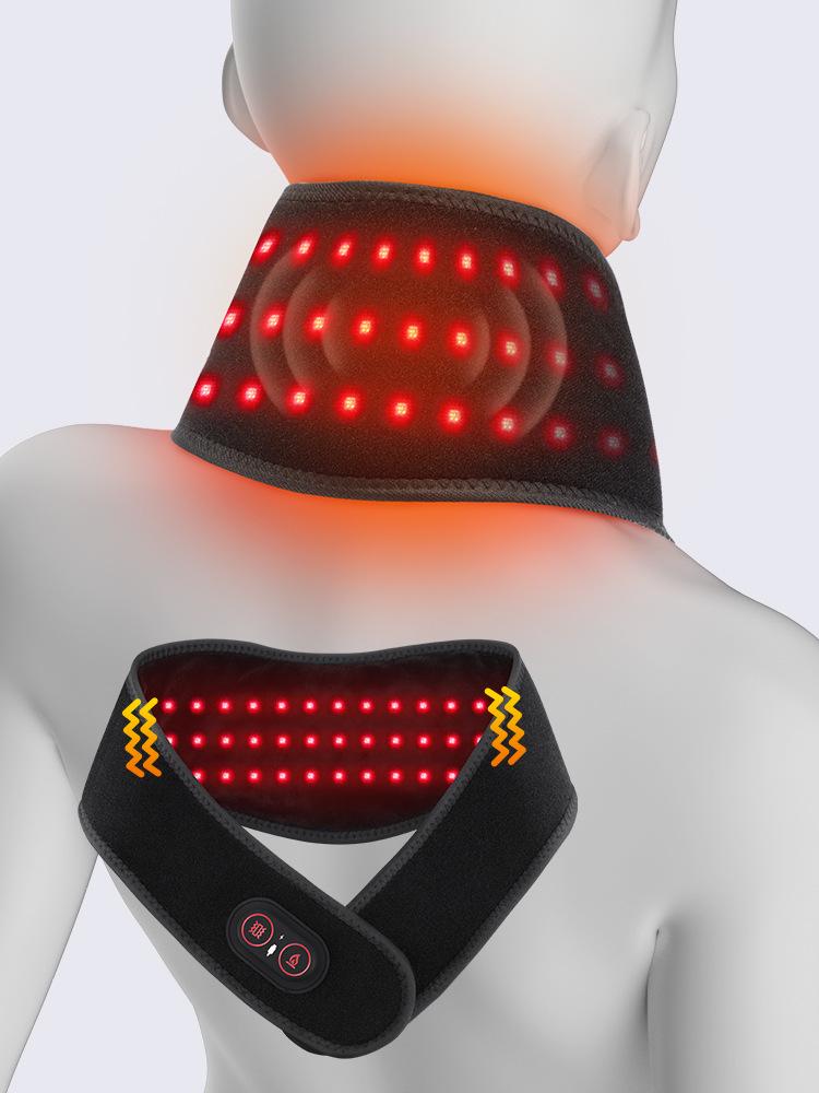 Red Light Heating Neck & Wrist Support with Vibration Massage – 660/850nm Therapy Heat Pack.