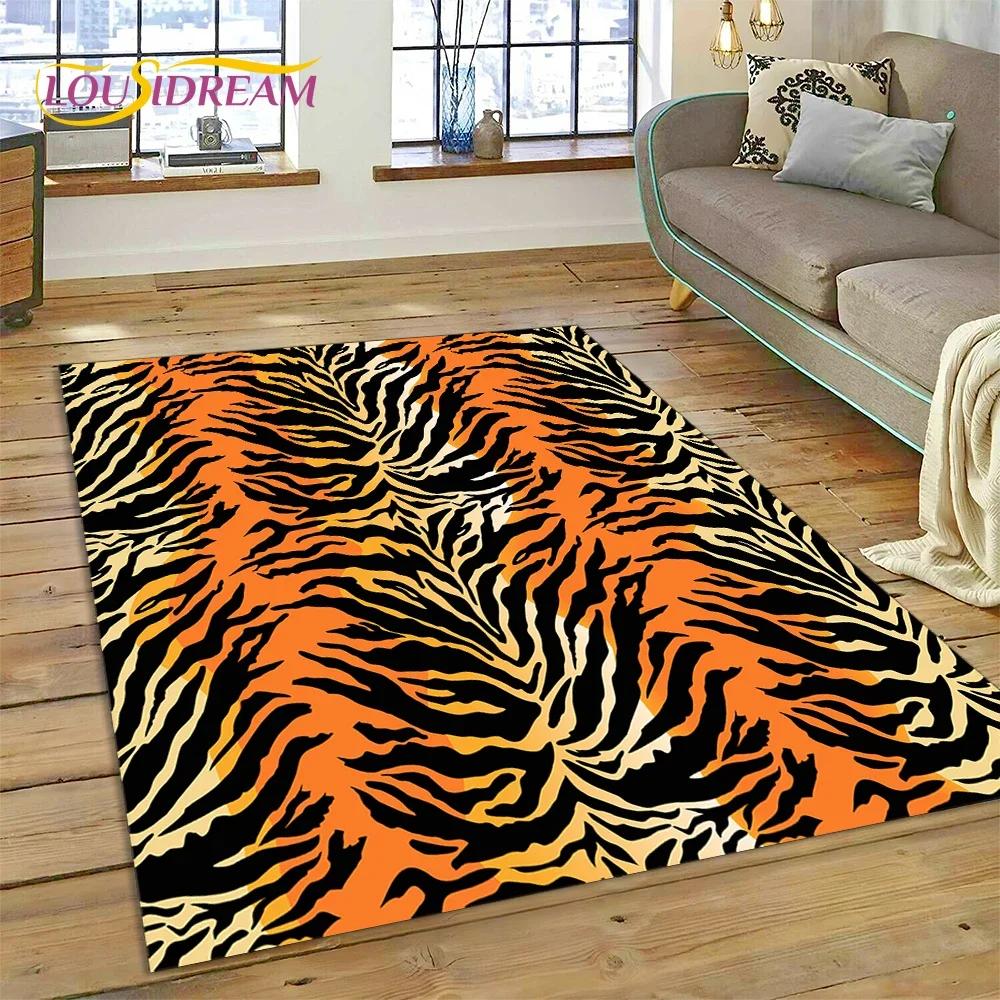 Tappeto a Strisce Colorate Zebra Leopardo Tigre per Camera da Letto Soggiorno Casa Decorazione Divano, Tappetino Grande per Giochi Bambini
