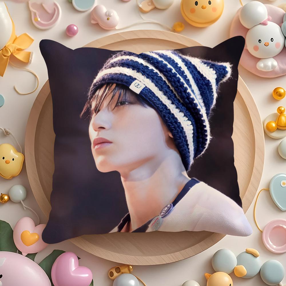 Kpop AAteez CChoi San Cushion Cover Plush Fabric Soft DoubleSided Printed Sofa Warm Winter Home Gift Pillow Cover