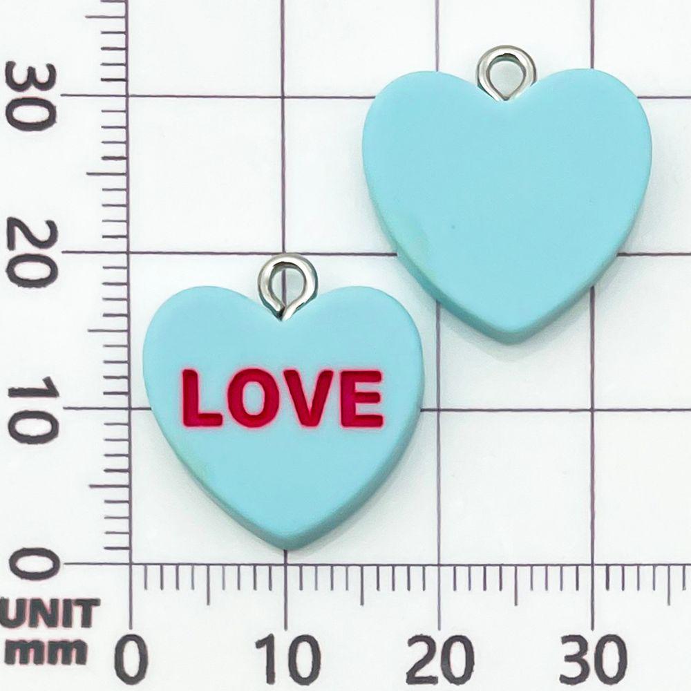 12-Color Resin Heart LOVE Letter Pendants for DIY Jewelry