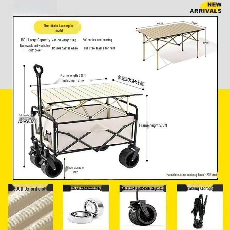 Extra Large Folding Outdoor Camping Handcart with Drawbar