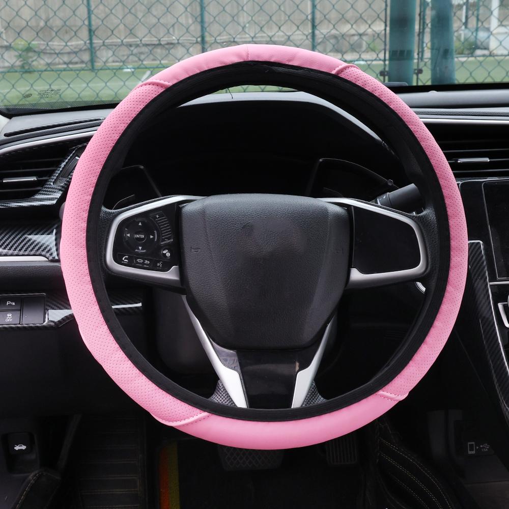 

Чехол на руль 37-38 см Лето Зима Универсальный PU Кожа Тисненый Гофрированный Чехол на руль Нескользящий Термостойкий розовый