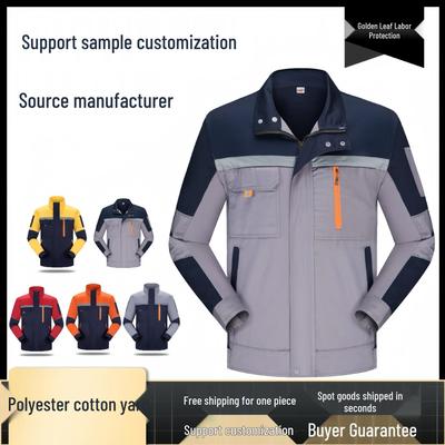Ensemble de vêtements de travail personnalisé en polyester-coton: Combinaison durable à fermeture éclair réfléchissante pour la réparation automobile, la construction et l'atelier.