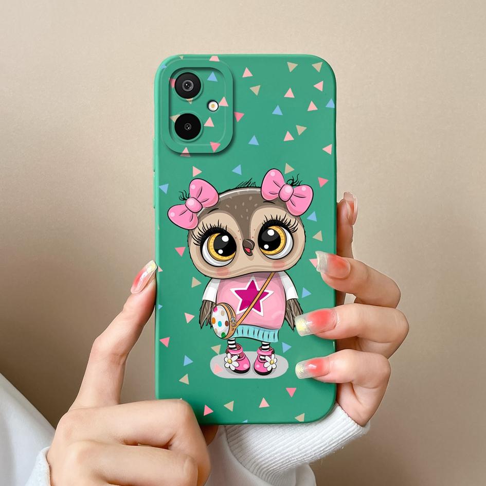 Lovely Cat Owl Pink Phone Cases For Samsung Galaxy F06 A06 F16 M06 M16 S25 Edge Liquid Silicone Dustproof Protective Covers For Samsung Bumper Housing