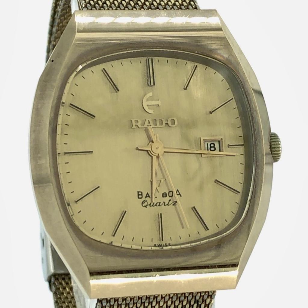 Working Good RADO BALBOA V K161 Vintage Quartz QZ Battery Powered Gold Dial Date Mesh Strap Men's Watch No Water Resistance Rating 3-Hand