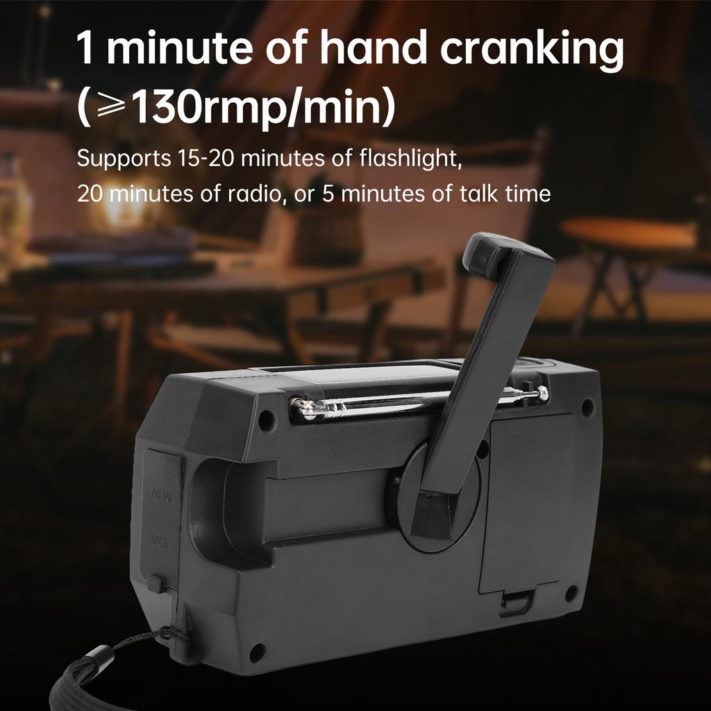 Hand Crank Emergency Radio Solar Crank Portable Outdoor Radio with USB Charging and SOS Alarm