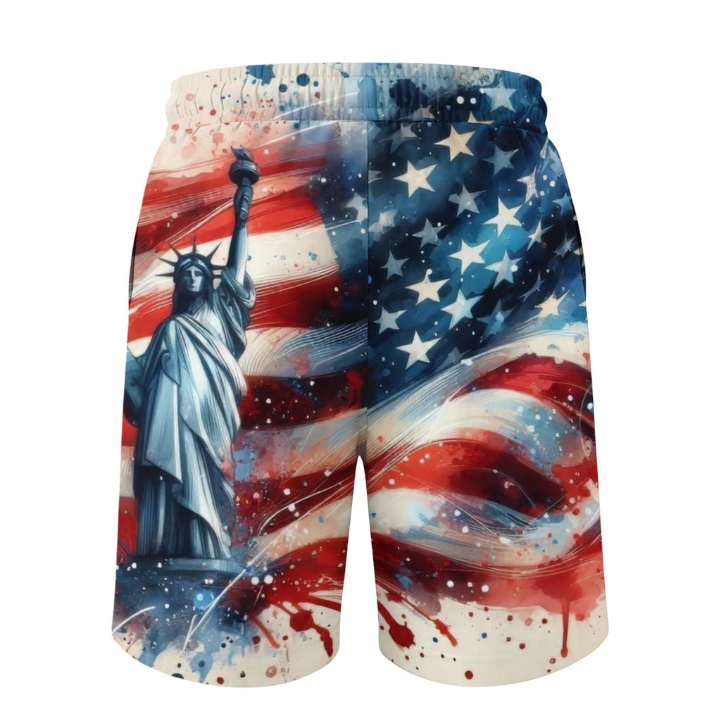 Men's Independence Day Printed Casual Drawstring Waist Shorts