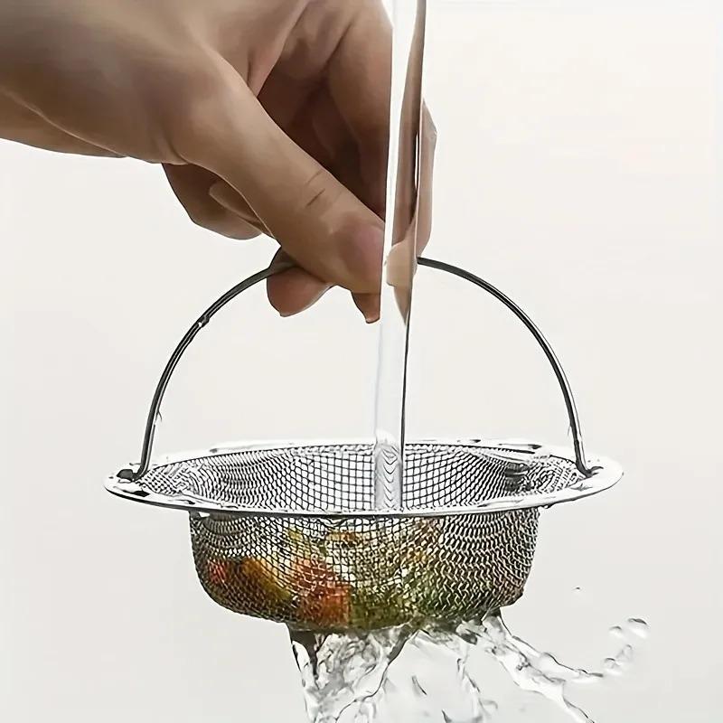 1pc Kitchen Sink Strainer W/Handle, RV Kitchen Sink, Sink Waste Strainer, Stainless Steel Sink Dishwasher Hopper, Restaurant Sin