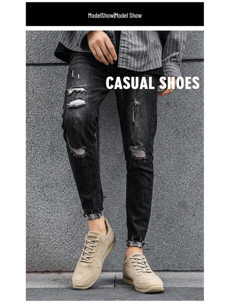2024 Forrest Gump Retro Korean Style Men's Running & Skate Shoes - Spring Trendy Casual Waffle Design.