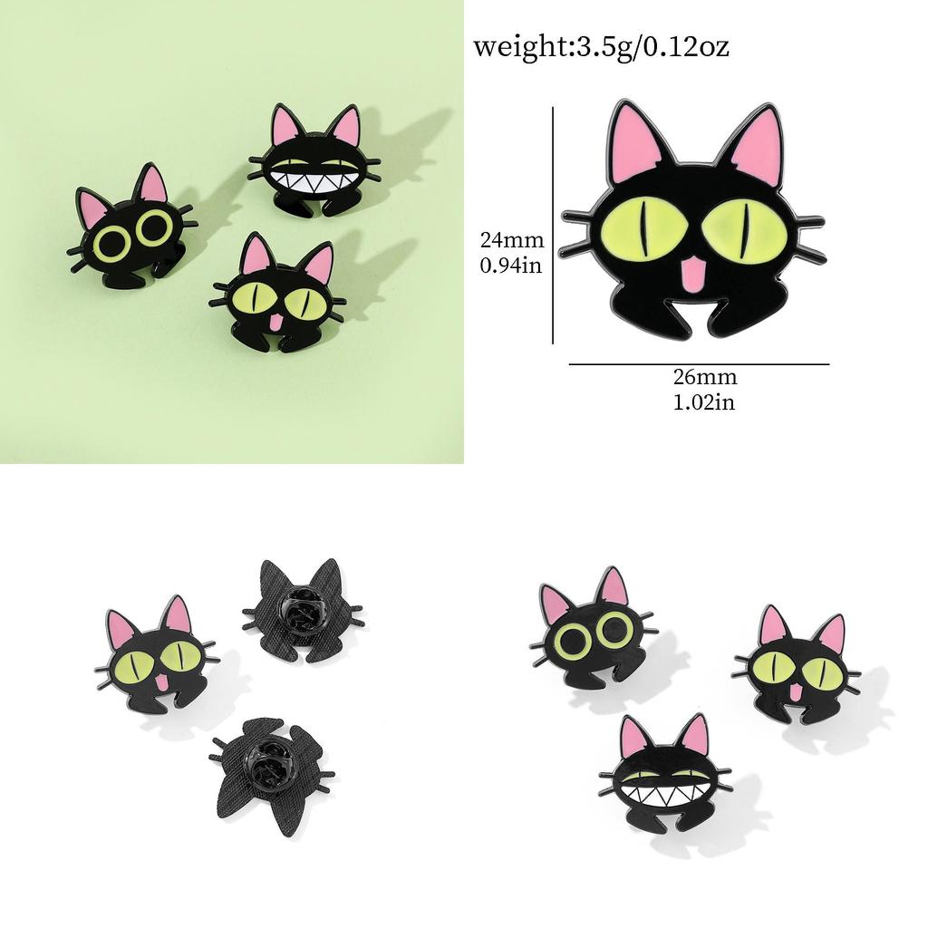 Cartoon Cat Brooch Pin Funny Black Cat Metal Badge Alloy Oil Drop Bag Accessory