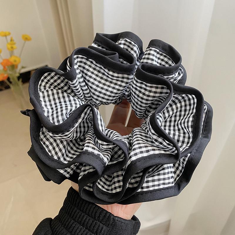 

«Корейская двухслойная повязка для волос с узором «гусиная лапка»: Французский стиль Хепберн, большой размер