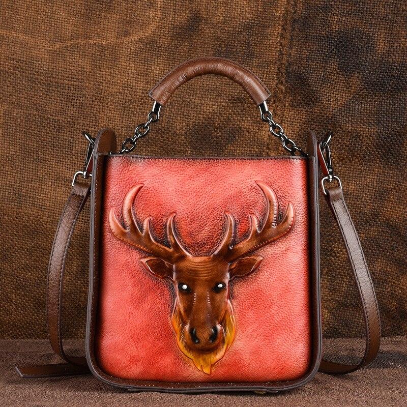 

Johnature Ретро тиснение модные женские сумки из натуральной кожи с принтами животных сумки ручной работы на плечо и через плечо красный