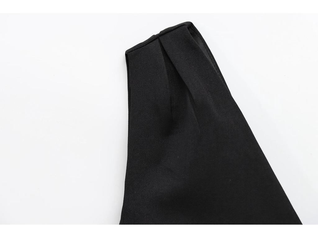 Women's 2024 Winter V-Neck Sleeveless Balloon Mini Dress with Open Back