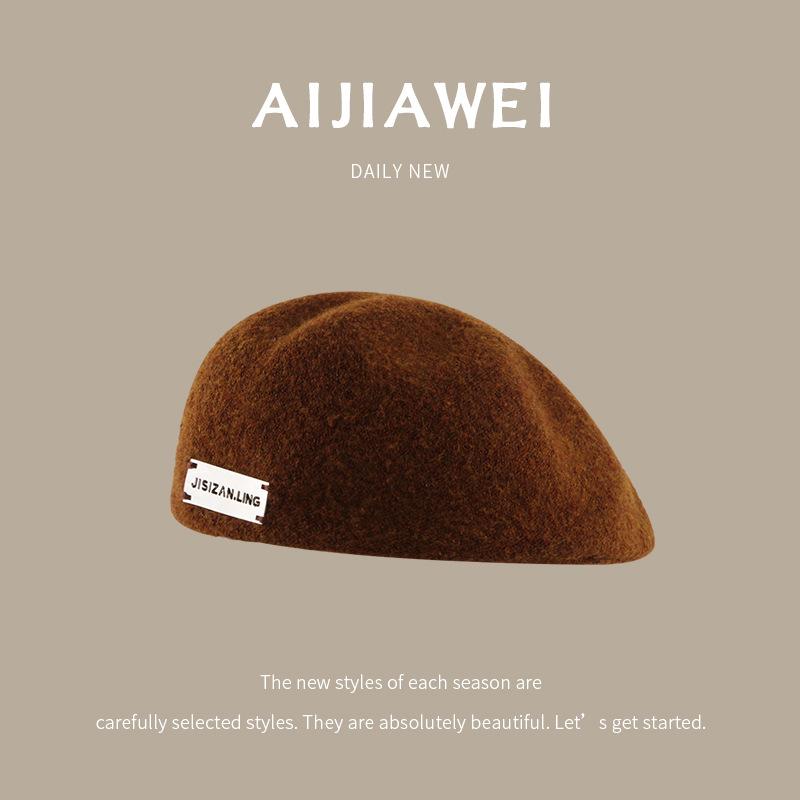 

Берет жіночий модний бренд вовняний зворотний вперед капелюх великий обхват голови ретро капелюх художника жіночий інста M（56-58cm）