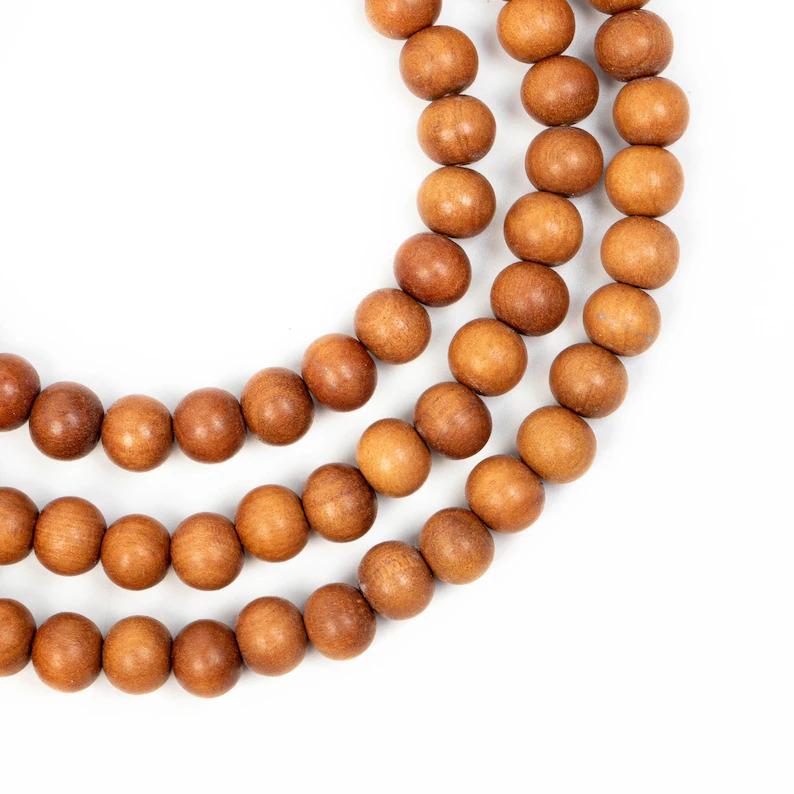 108 Bead Sandalwood Mala Necklace | Natural Sandalwood Prayer Beads for Meditation, Yoga, Japa & Spiritual Healing | Buddhist Mala for Men & Women