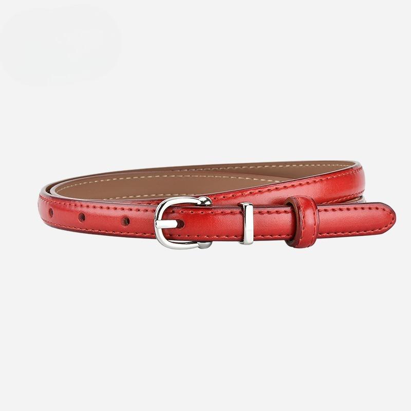 Simple and Elegant Women's Thin Leather Belt with Pin Buckle, High-end Business Dress, Versatile Dress, Western Suit Accessory, Narrow Waistband