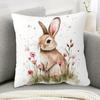 1pc, Short Plush Decorative Pillow Cover, Watercolor Rabbit And Flowers Pillowcase, Double-Sided Printing, Suitable for Sofa, Living Room, Bedroom, Of