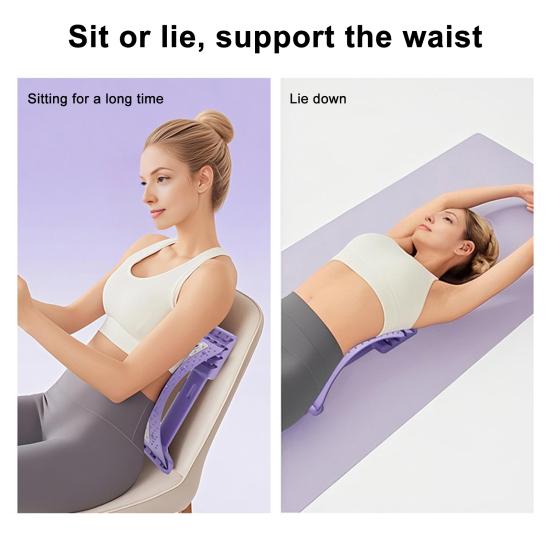 Lumbar Support Board Back Stretcher Waist Trainer with Acupressure Points 4-Level Adjustable Back Massager Lumbar Cracker Board Spine Decompressor