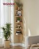 VASAGLE 5-Tier Corner Shelf, Wall Mounted Floating Shelf, Zigzag Corner Shelf Unit, PVC Rattan Sides, Space-Saving, for Kitchen, Living Room, Bedroom