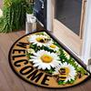 Non-Slip Bee Doormat - Farmhouse Floral Daisy Design,  Indoor/Outdoor Rug for Porch, Kitchen, Laundry Room