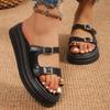 Fashion Thick Bottom Sandal Slippers Summer Outside Wear Fashion 2025 New Clip Toe Metal Buckle Flip Flops Casual Flat Bottom Slides