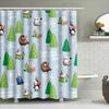 Whimsical Christmas Shower Curtain With Adorable Animal Design Blue Background Decorative Bathroom Liner For Home Decoration Gif