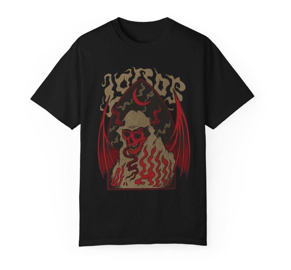Retro Skeleton Graphic T-Shirt: Gothic Lords of Hell Tee S разноцветный